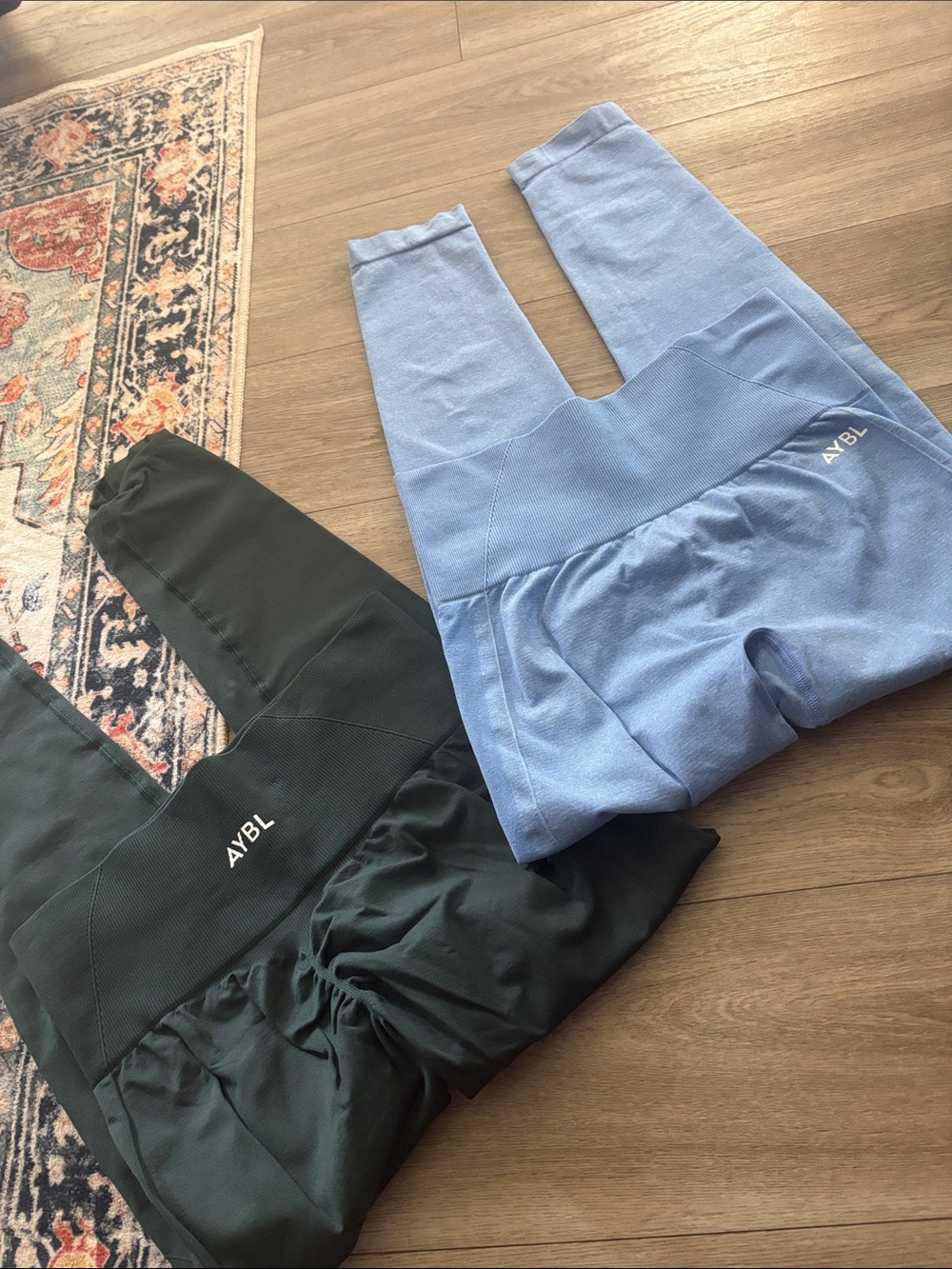 AYBL Seamless Leggings Duo — Light Blue & Dark Green bundle